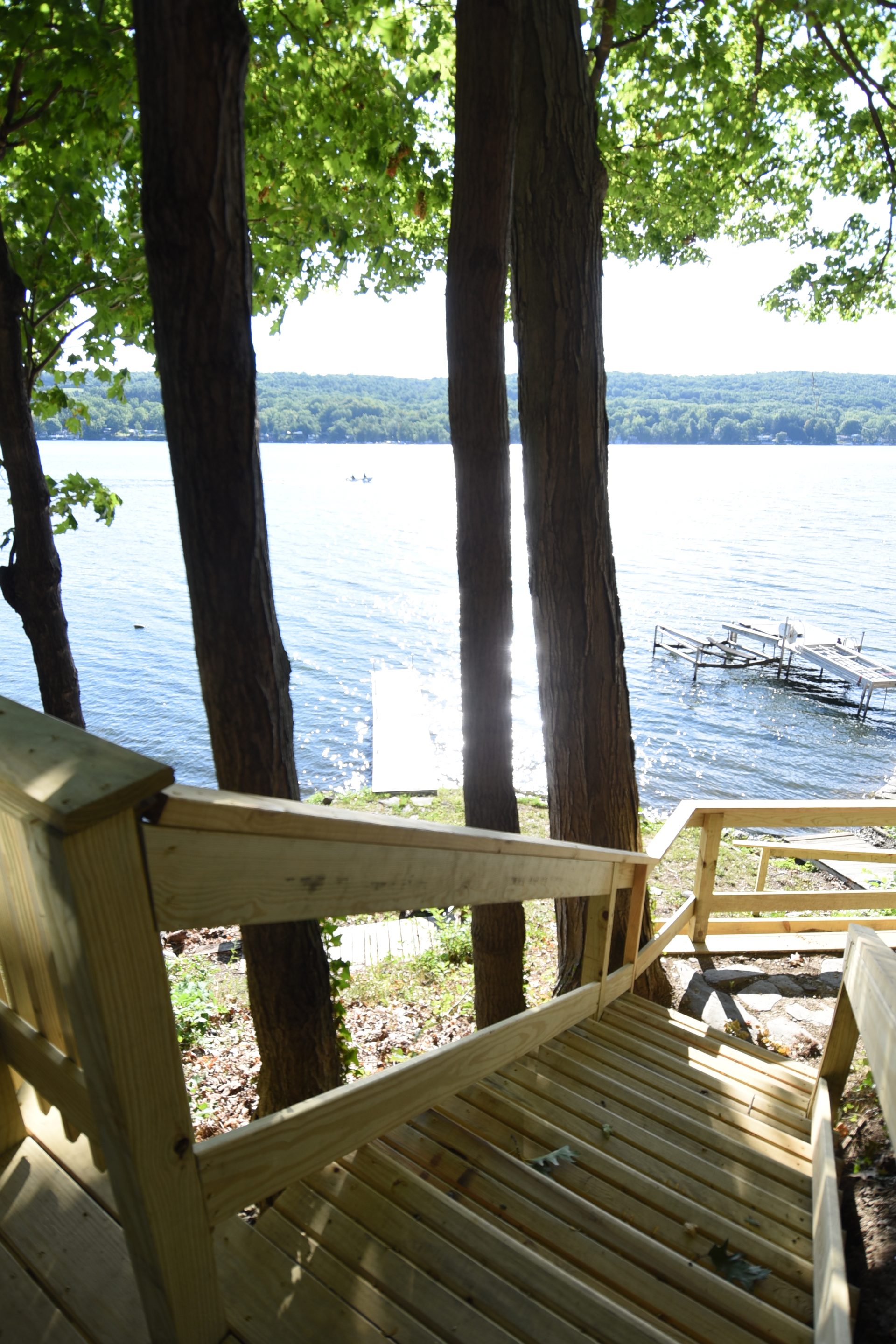 Wooden stairs leading down to the dock