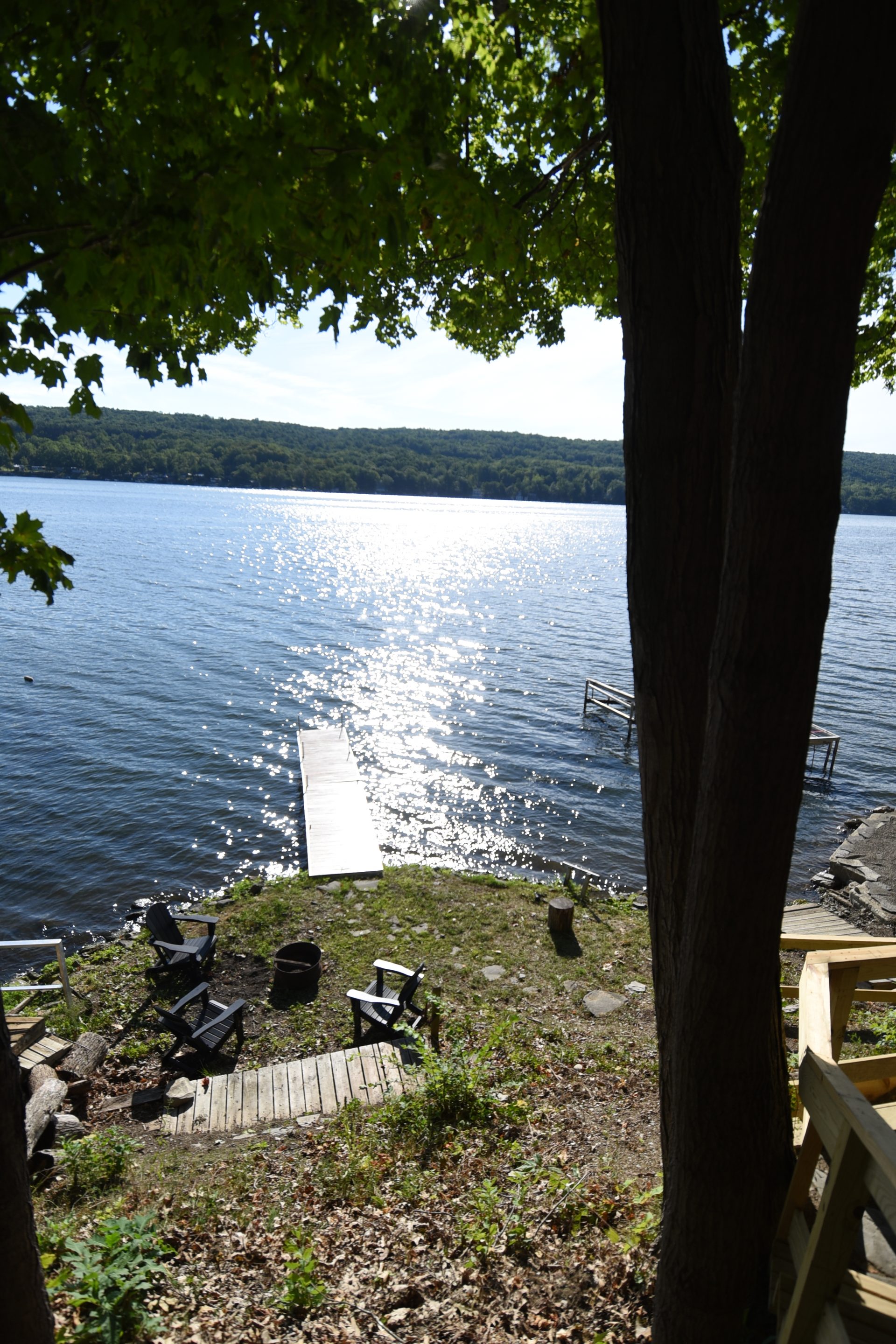 Private dock on Waneta Lake from above